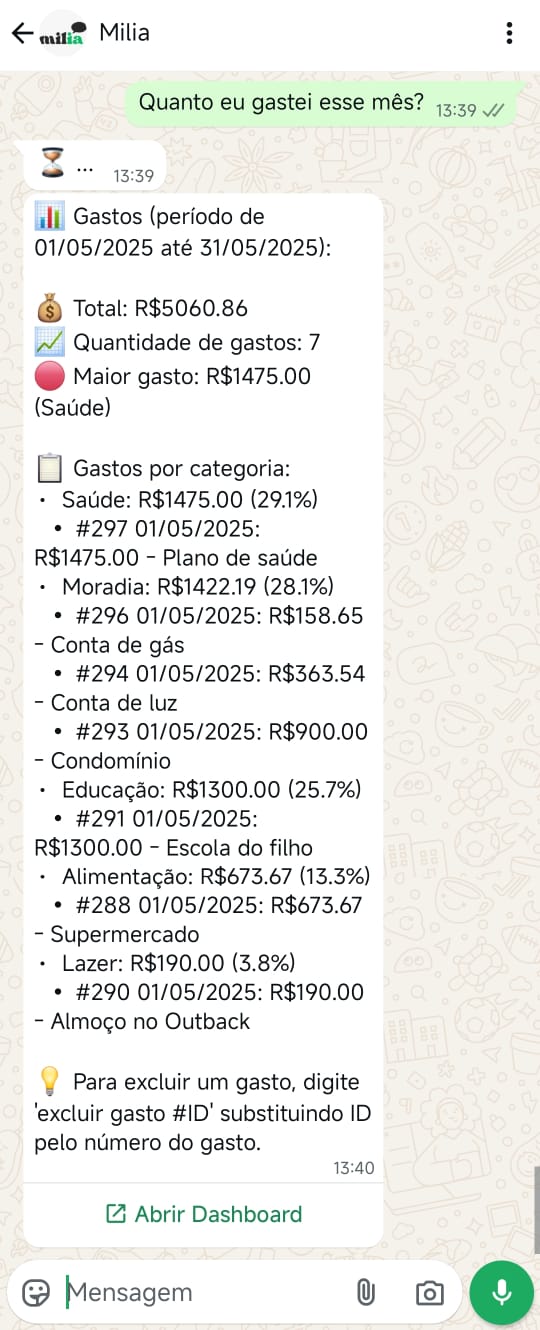 Solicitação de resumo no chat